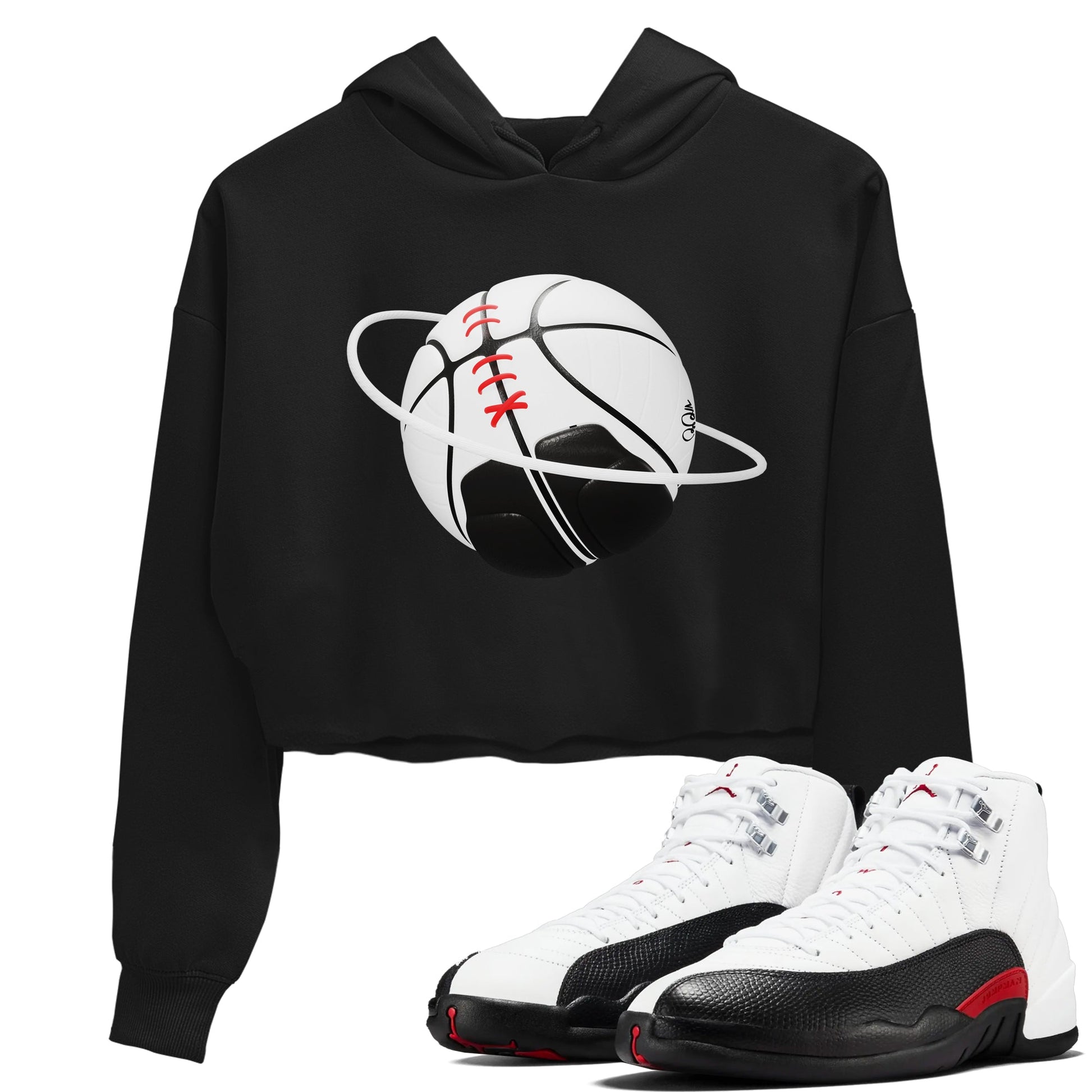 12s Taxi Flip shirts to match jordans Basketball Planet sneaker match tees Air Jordan 12 Taxi Flip SNRT Sneaker Tees streetwear brand Black 1 crop tee