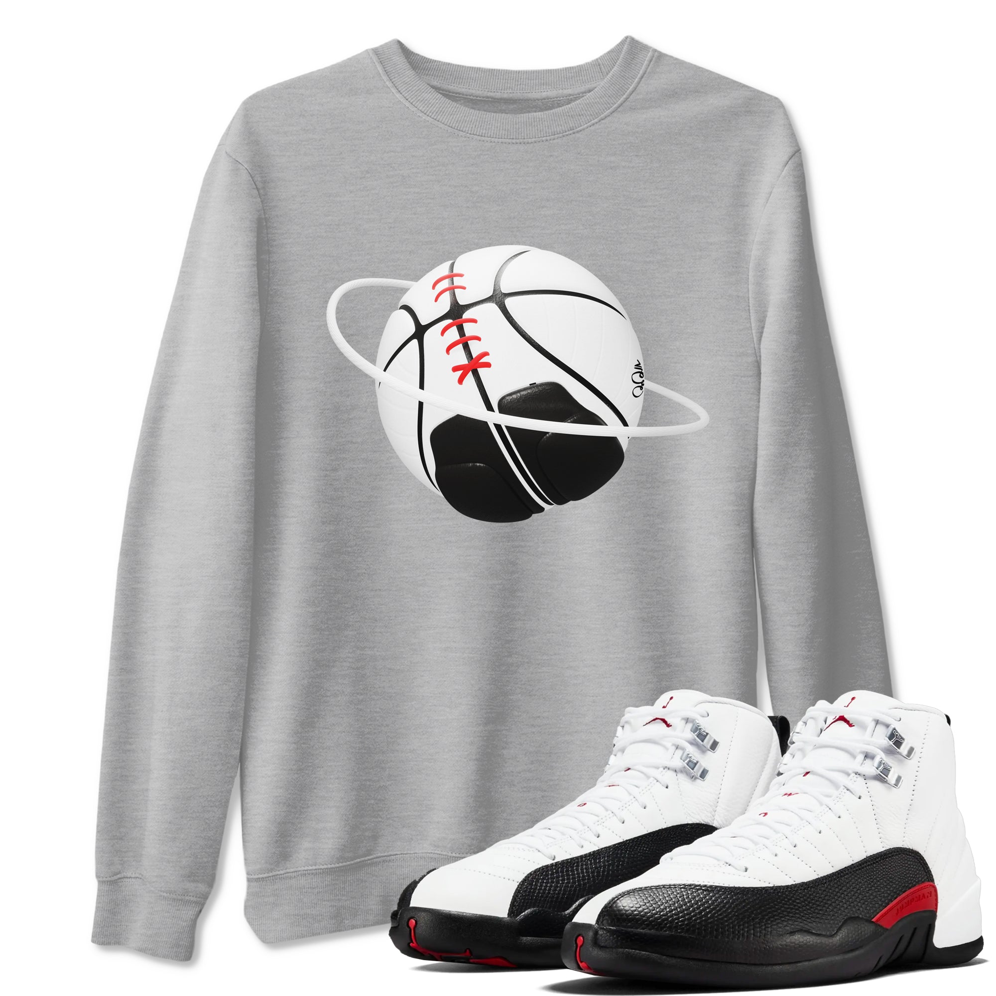 12s Taxi Flip shirts to match jordans Basketball Planet sneaker match tees Air Jordan 12 Taxi Flip SNRT Sneaker Tees streetwear brand Heather Grey 1 unisex cotton tee
