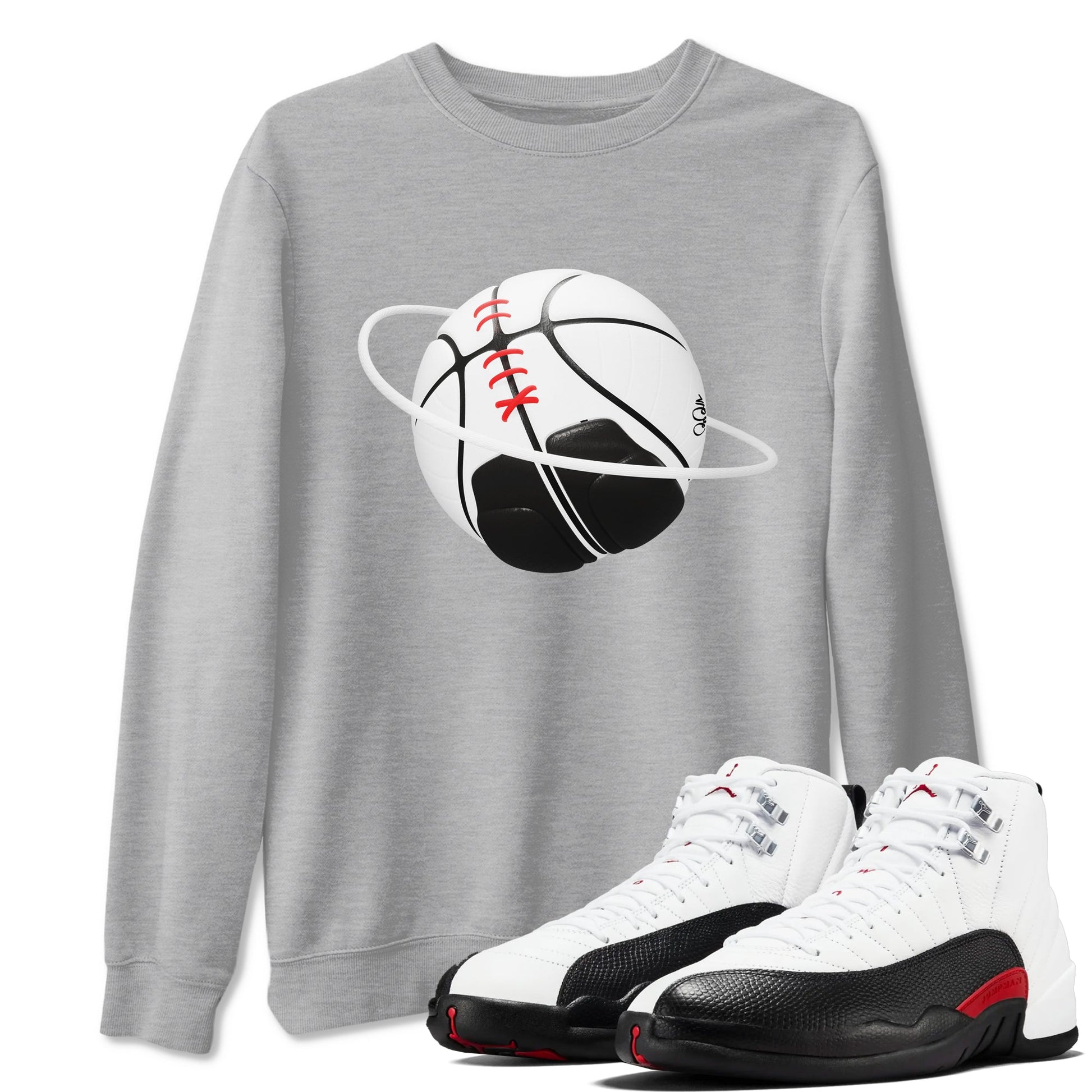 12s Taxi Flip shirts to match jordans Basketball Planet sneaker match tees Air Jordan 12 Taxi Flip SNRT Sneaker Tees streetwear brand Heather Grey 1 unisex cotton tee