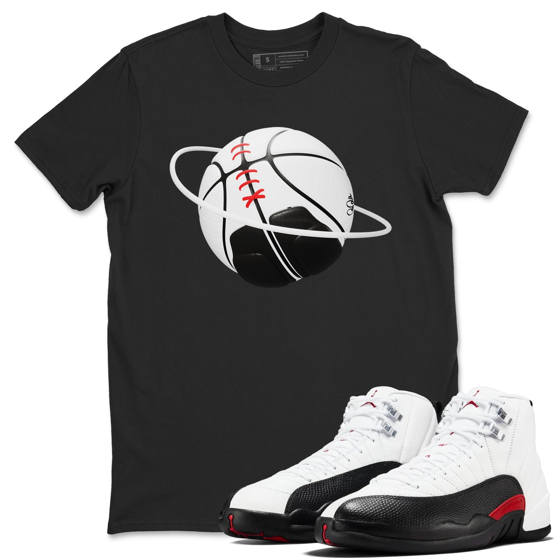 12s Taxi Flip shirts to match jordans Basketball Planet sneaker match tees Air Jordan 12 Taxi Flip SNRT Sneaker Tees streetwear brand Black 1 unisex cotton tee