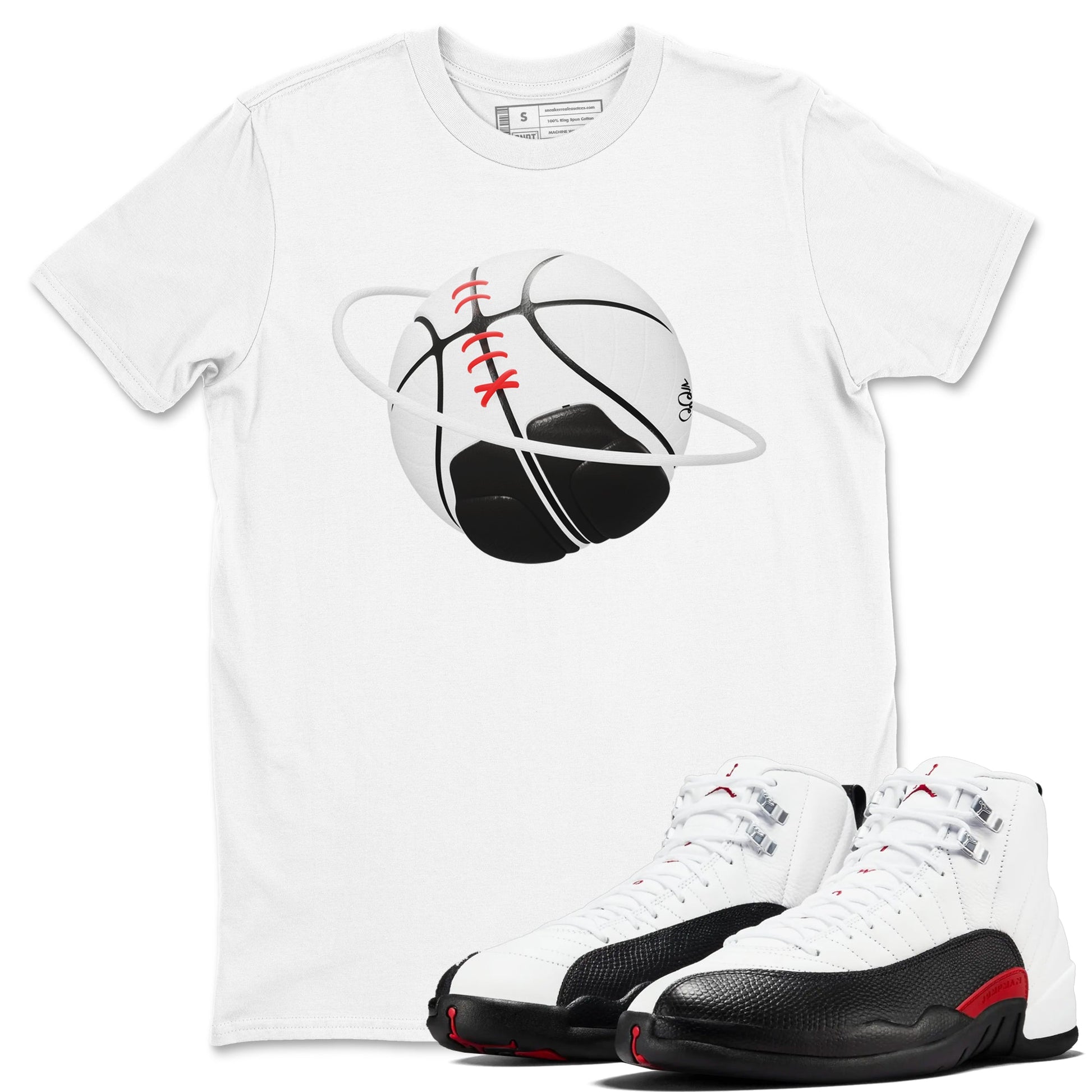 12s Taxi Flip shirts to match jordans Basketball Planet sneaker match tees Air Jordan 12 Taxi Flip SNRT Sneaker Tees streetwear brand White 1 unisex cotton tee