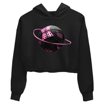 Perfect Valentine's Day Gifts graphic tee  – Sneaker Tees To Match Air Jordan 4 Pink Thunder – Basketball Planet Crop T-Shirt Black 2