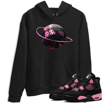 Perfect Valentine's Day Gifts graphic tee  – Sneaker Tees To Match Air Jordan 4 Pink Thunder – Basketball Planet Tee Black 1