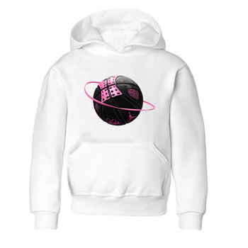 Perfect Valentine's Day Gifts graphic tee  – Sneaker Tees To Match Air Jordan 4 Pink Thunder – Basketball Planet Kids Graphic T-Shirt White 2