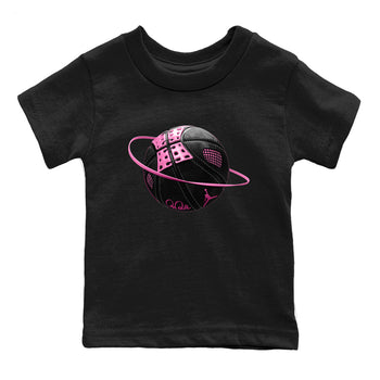 Perfect Valentine's Day Gifts graphic tee  – Sneaker Tees To Match Air Jordan 4 Pink Thunder – Basketball Planet Kids Graphic T-Shirt Black 2