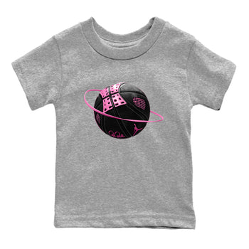 Perfect Valentine's Day Gifts graphic tee  – Sneaker Tees To Match Air Jordan 4 Pink Thunder – Basketball Planet Kids Graphic T-Shirt Heather Grey 2