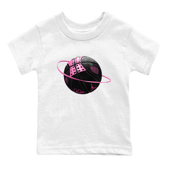 Perfect Valentine's Day Gifts graphic tee  – Sneaker Tees To Match Air Jordan 4 Pink Thunder – Basketball Planet Kids Graphic T-Shirt White 2