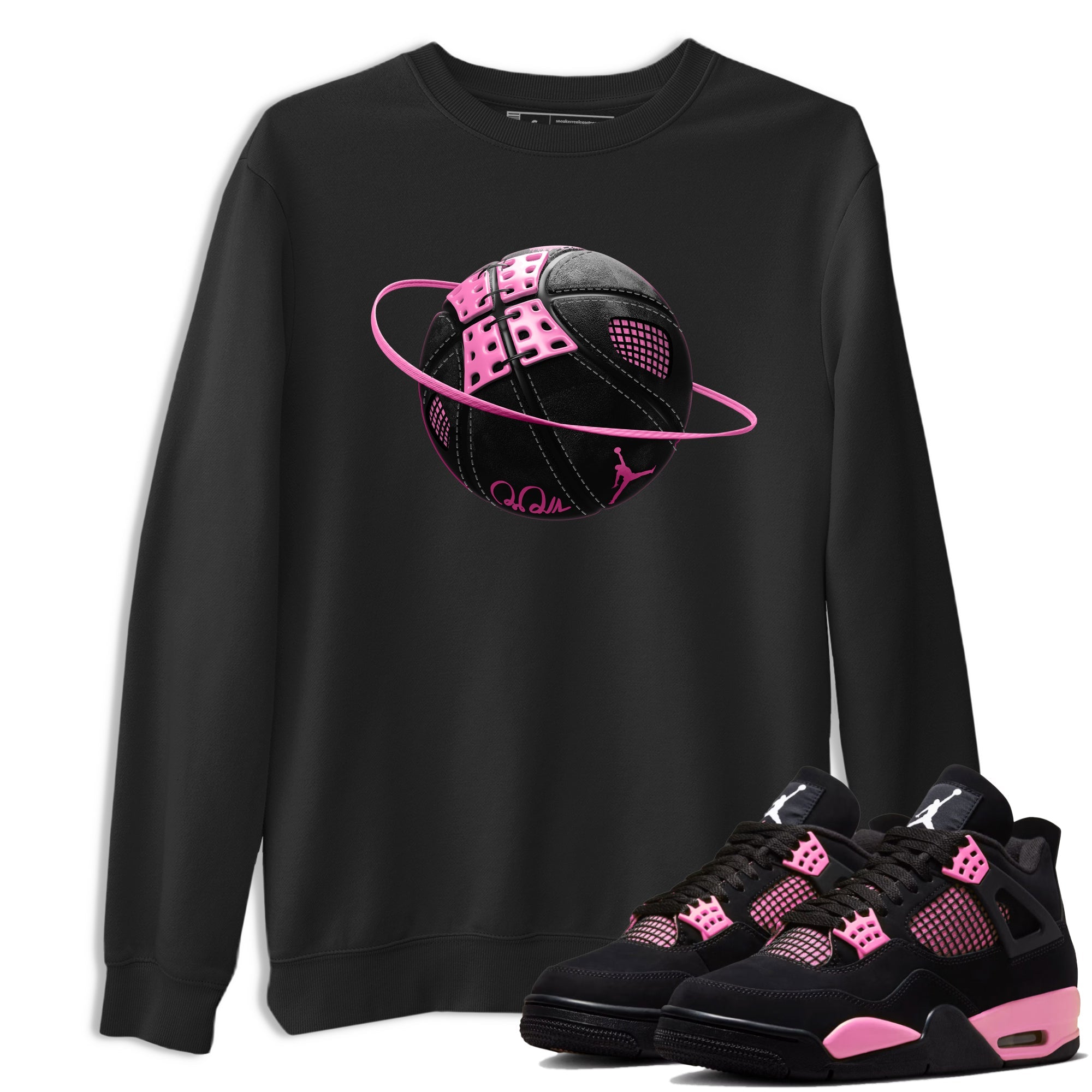 Perfect Valentine's Day Gifts graphic tee  – Sneaker Tees To Match Air Jordan 4 Pink Thunder – Basketball Planet Tee Black 1
