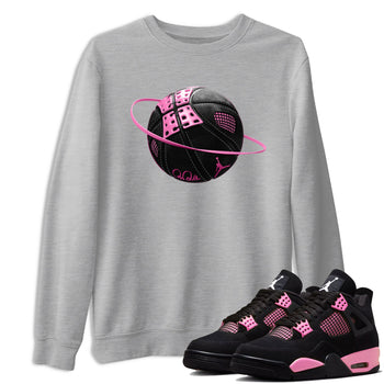 Perfect Valentine's Day Gifts graphic tee  – Sneaker Tees To Match Air Jordan 4 Pink Thunder – Basketball Planet Tee Heather Grey 1