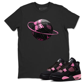 Perfect Valentine's Day Gifts graphic tee  – Sneaker Tees To Match Air Jordan 4 Pink Thunder – Basketball Planet Tee Black 1