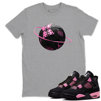 Perfect Valentine's Day Gifts graphic tee  – Sneaker Tees To Match Air Jordan 4 Pink Thunder – Basketball Planet Tee Heather Grey 1