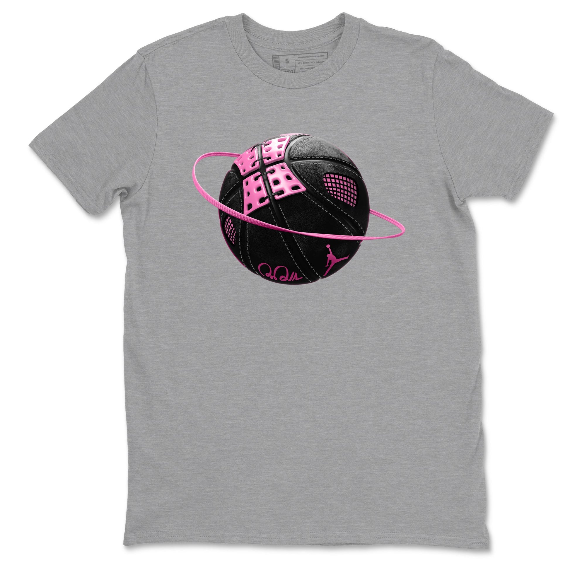 Perfect Valentine's Day Gifts graphic tee  – Sneaker Tees To Match Air Jordan 4 Pink Thunder – Basketball Planet Tee Heather Grey 2