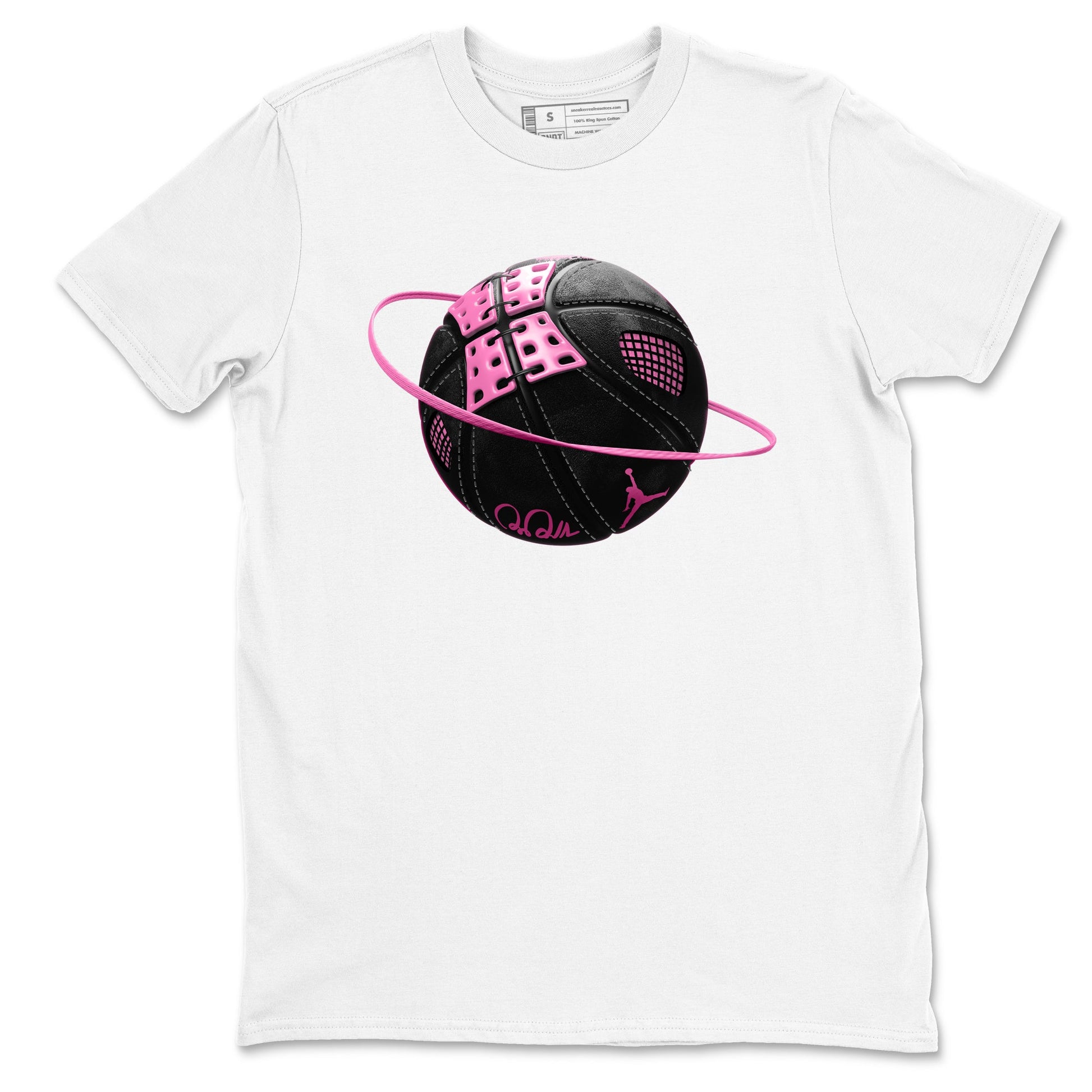 Perfect Valentine's Day Gifts graphic tee  – Sneaker Tees To Match Air Jordan 4 Pink Thunder – Basketball Planet Tee White 2