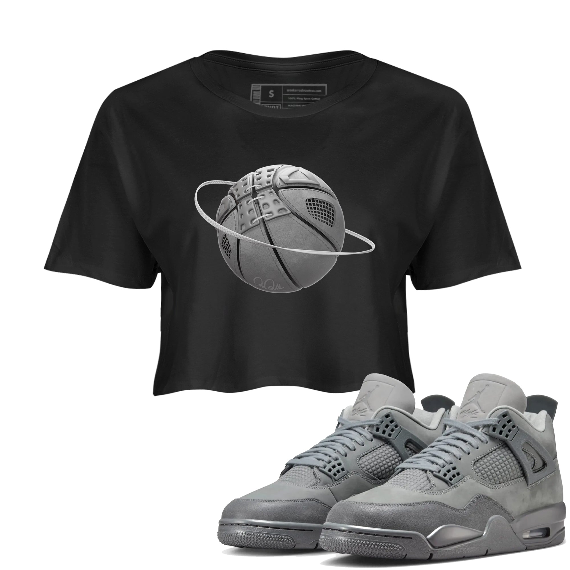 4s Wet Cement shirts to match jordans Basketball Planet sneaker match tees Air Jordan 4 SE Wet Cement SNRT Sneaker Release Tees unisex cotton Black 1 Crop Shirts