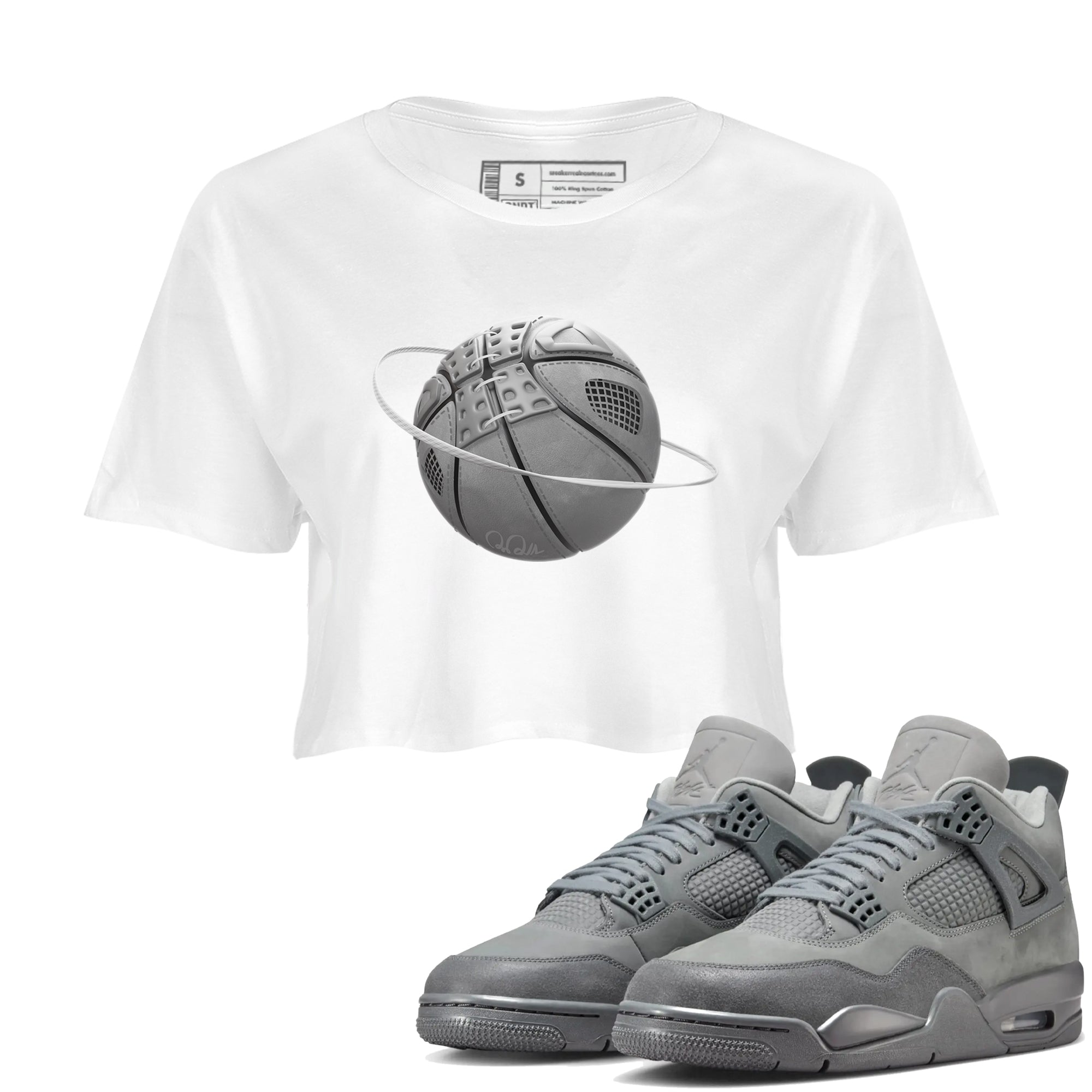 4s Wet Cement shirts to match jordans Basketball Planet sneaker match tees Air Jordan 4 SE Wet Cement SNRT Sneaker Release Tees unisex cotton White 1 Crop Shirts