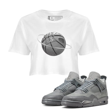 4s Wet Cement shirts to match jordans Basketball Planet sneaker match tees Air Jordan 4 SE Wet Cement SNRT Sneaker Release Tees unisex cotton White 1 Crop Shirts