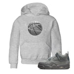 4s Wet Cement shirts to match jordans Basketball Planet sneaker match tees Air Jordan 4 SE Wet Cement SNRT Sneaker Release Tees Youth Baby Heather Grey 1 crew neck shirts