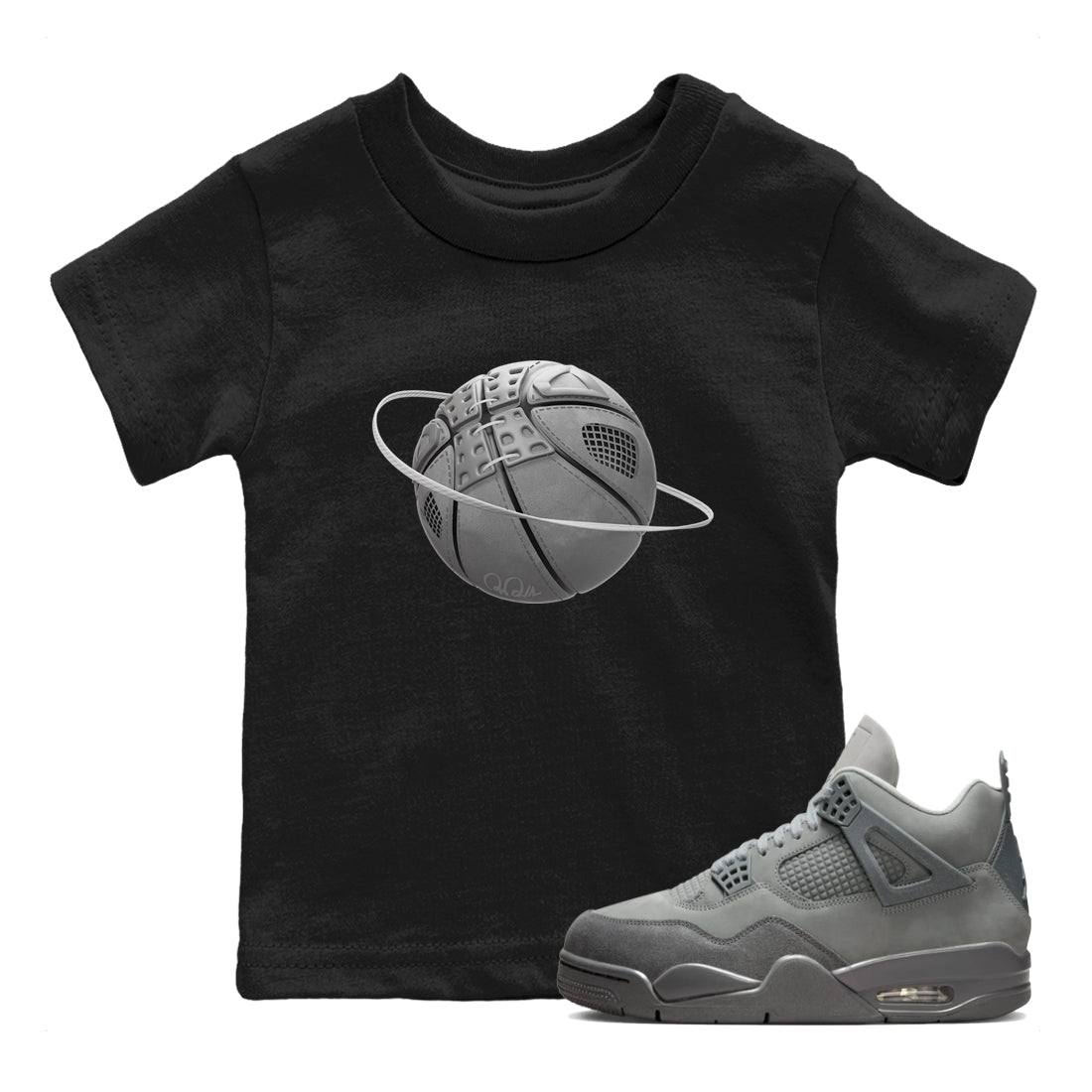 4s Wet Cement shirts to match jordans Basketball Planet sneaker match tees Air Jordan 4 SE Wet Cement SNRT Sneaker Release Tees Youth Baby Black 1 crew neck shirts