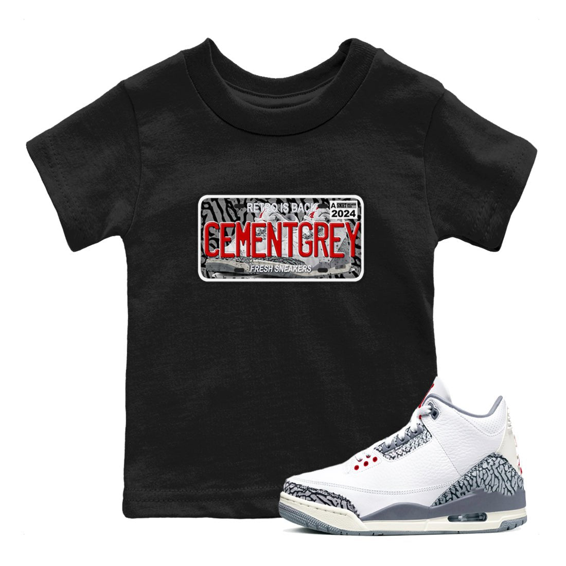 Sneaker Plate SNRT Sneaker Tees Kids - Air Jordan 3 Cement Grey - SNRT Sneaker T-shirts