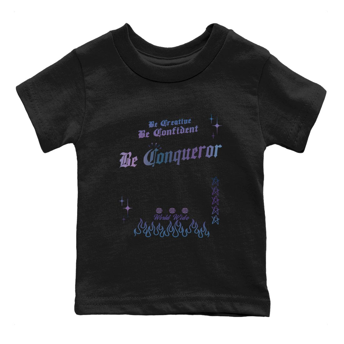 Foams One Galaxy shirts to match jordans Be Conqueror sneaker match tees Air Foamposite One Galaxy match shoes to clothes SNRT Sneaker Tees Youth Baby Black 2 tee