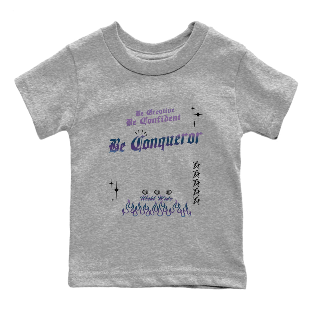 Foams One Galaxy shirts to match jordans Be Conqueror sneaker match tees Air Foamposite One Galaxy match shoes to clothes SNRT Sneaker Tees Youth Baby Heather Grey 2 tee