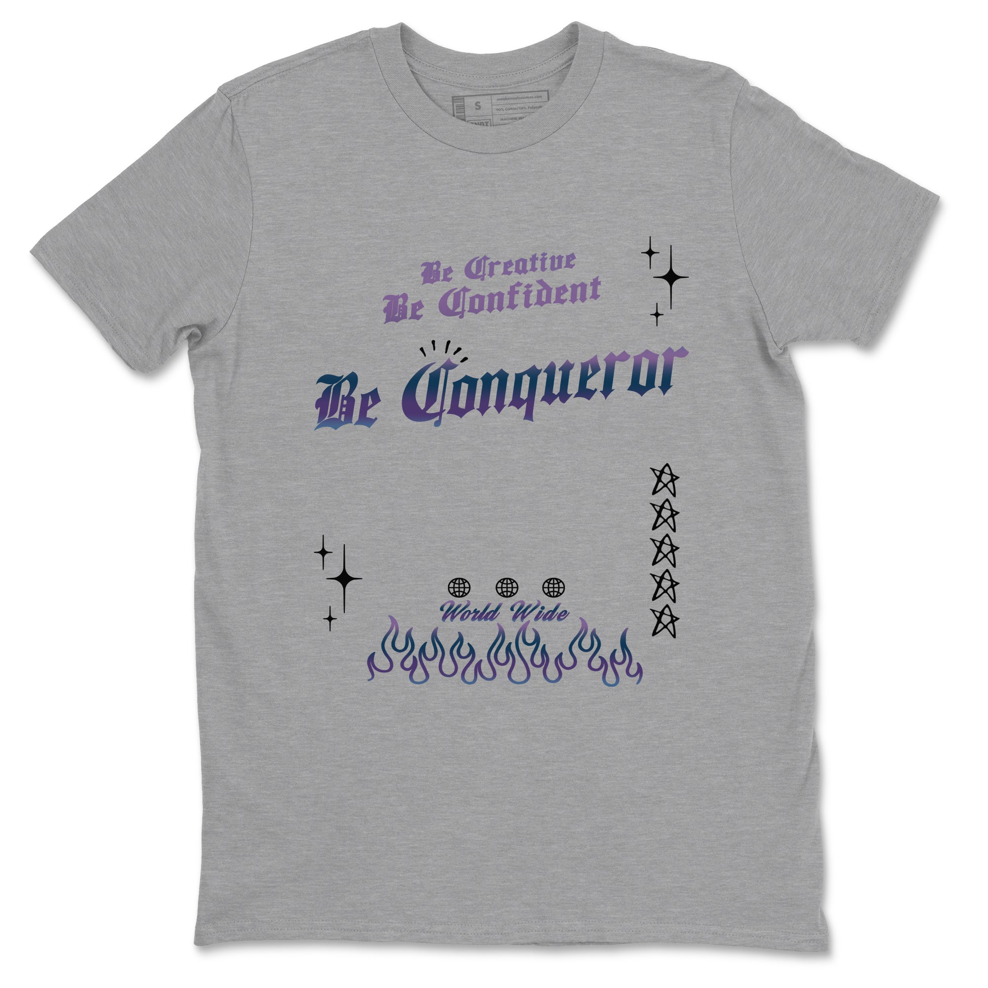 Foams One Galaxy shirts to match jordans Be Conqueror sneaker match tees Air Foamposite One Galaxy match shoes to clothes SNRT Sneaker Tees unisex cotton Heather Grey 2 shirts