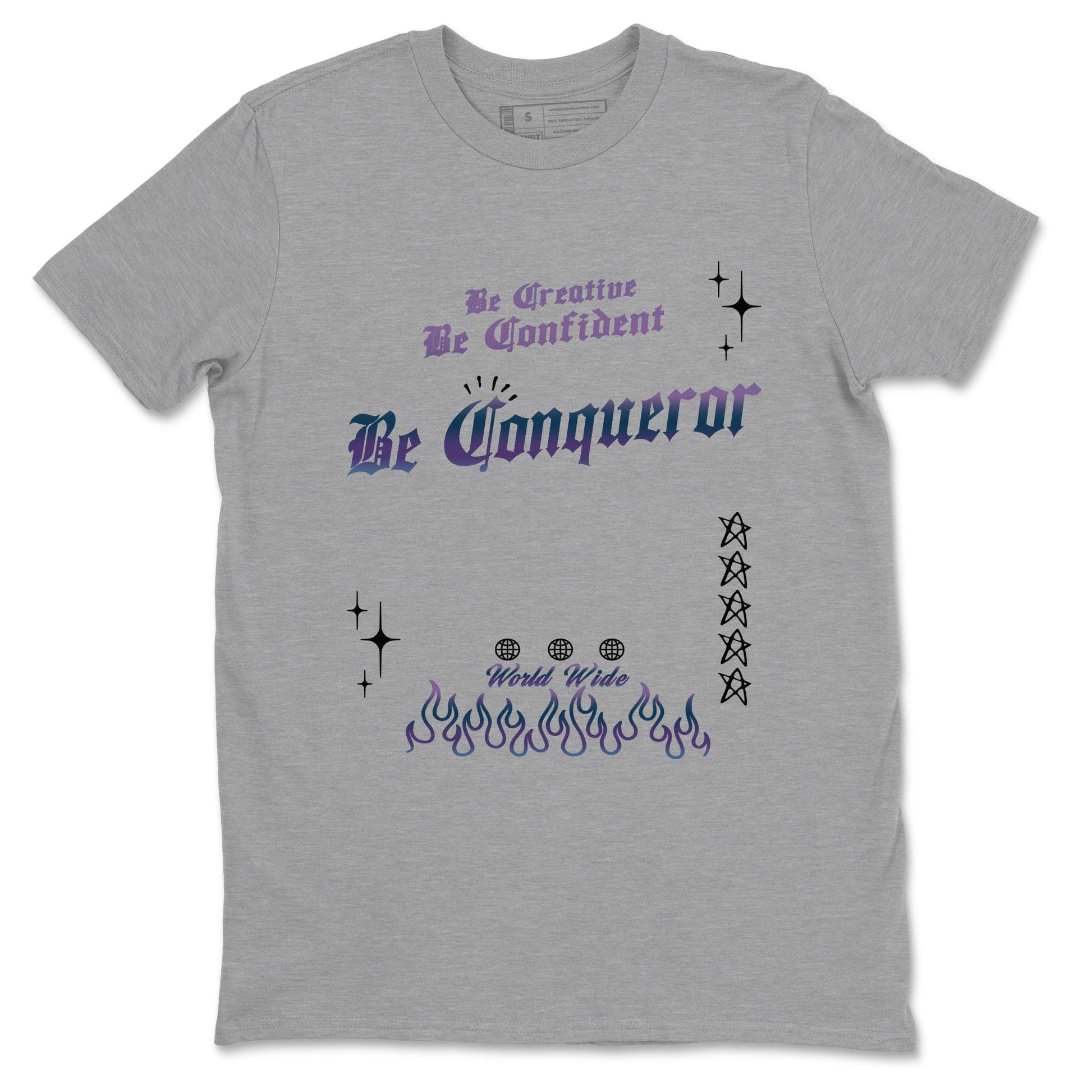 Foams One Galaxy shirts to match jordans Be Conqueror sneaker match tees Air Foamposite One Galaxy match shoes to clothes SNRT Sneaker Tees unisex cotton Heather Grey 2 shirts