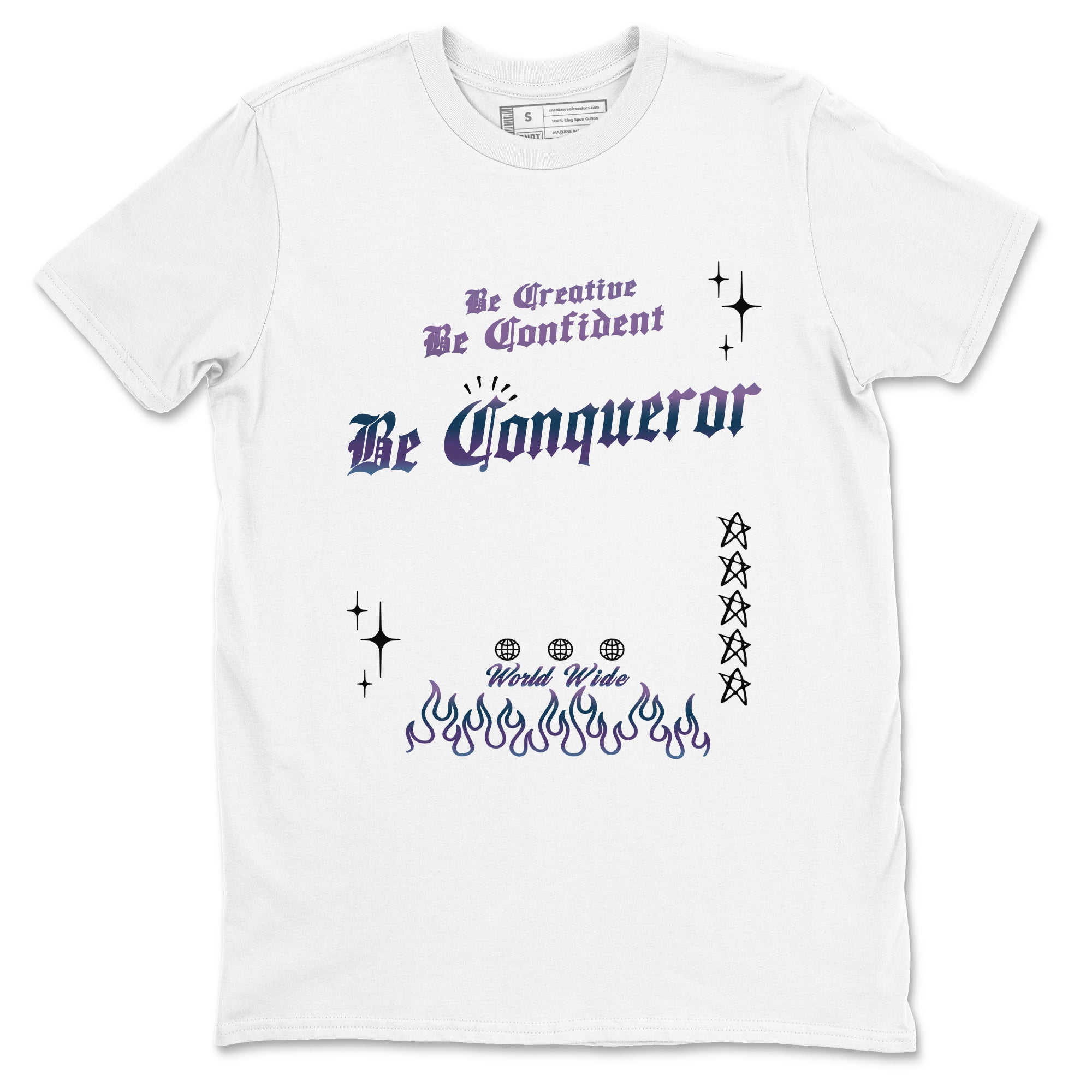 Foams One Galaxy shirts to match jordans Be Conqueror sneaker match tees Air Foamposite One Galaxy match shoes to clothes SNRT Sneaker Tees unisex cotton White 2 shirts