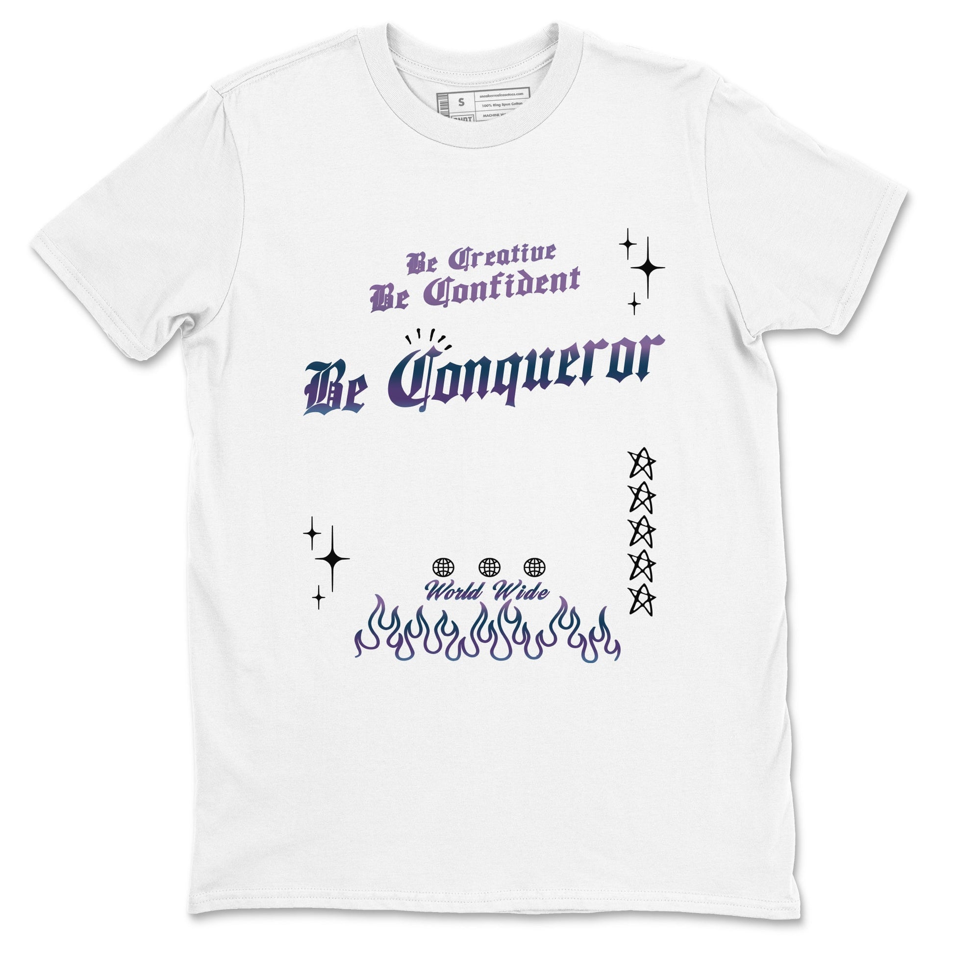 Foams One Galaxy shirts to match jordans Be Conqueror sneaker match tees Air Foamposite One Galaxy match shoes to clothes SNRT Sneaker Tees unisex cotton White 2 shirts