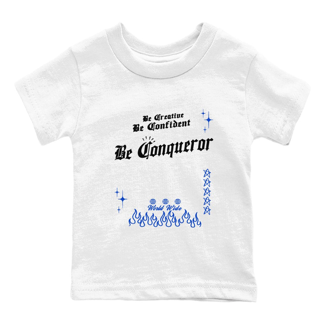 Foams One Royal shirts to match jordans Be Conqueror sneaker match tees Air Foamposite One Royal match shoes to clothes SNRT Sneaker Tees Youth Baby White 2 tee