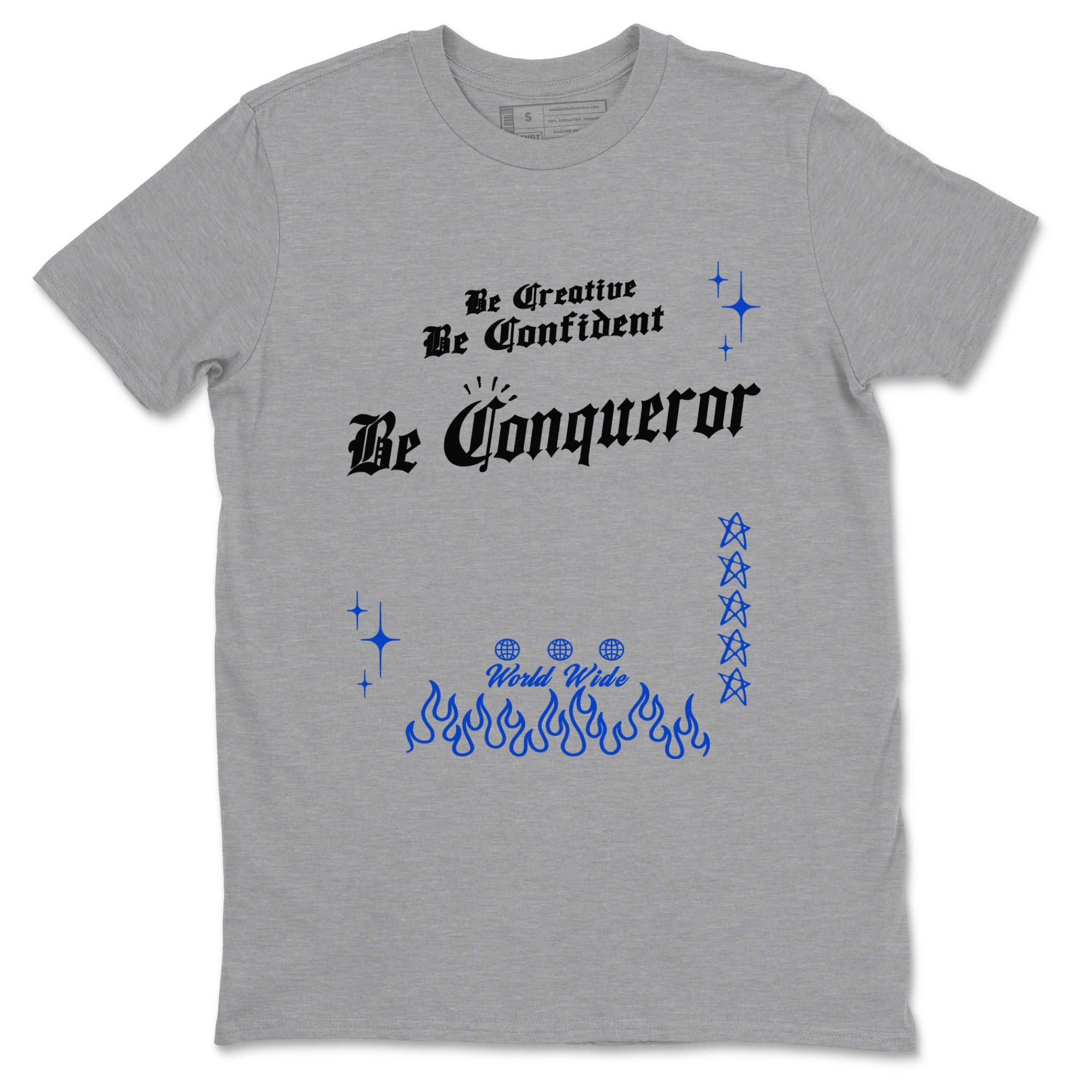Foams One Royal shirts to match jordans Be Conqueror sneaker match tees Air Foamposite One Royal match shoes to clothes SNRT Sneaker Tees unisex cotton Heather Grey 2 shirts