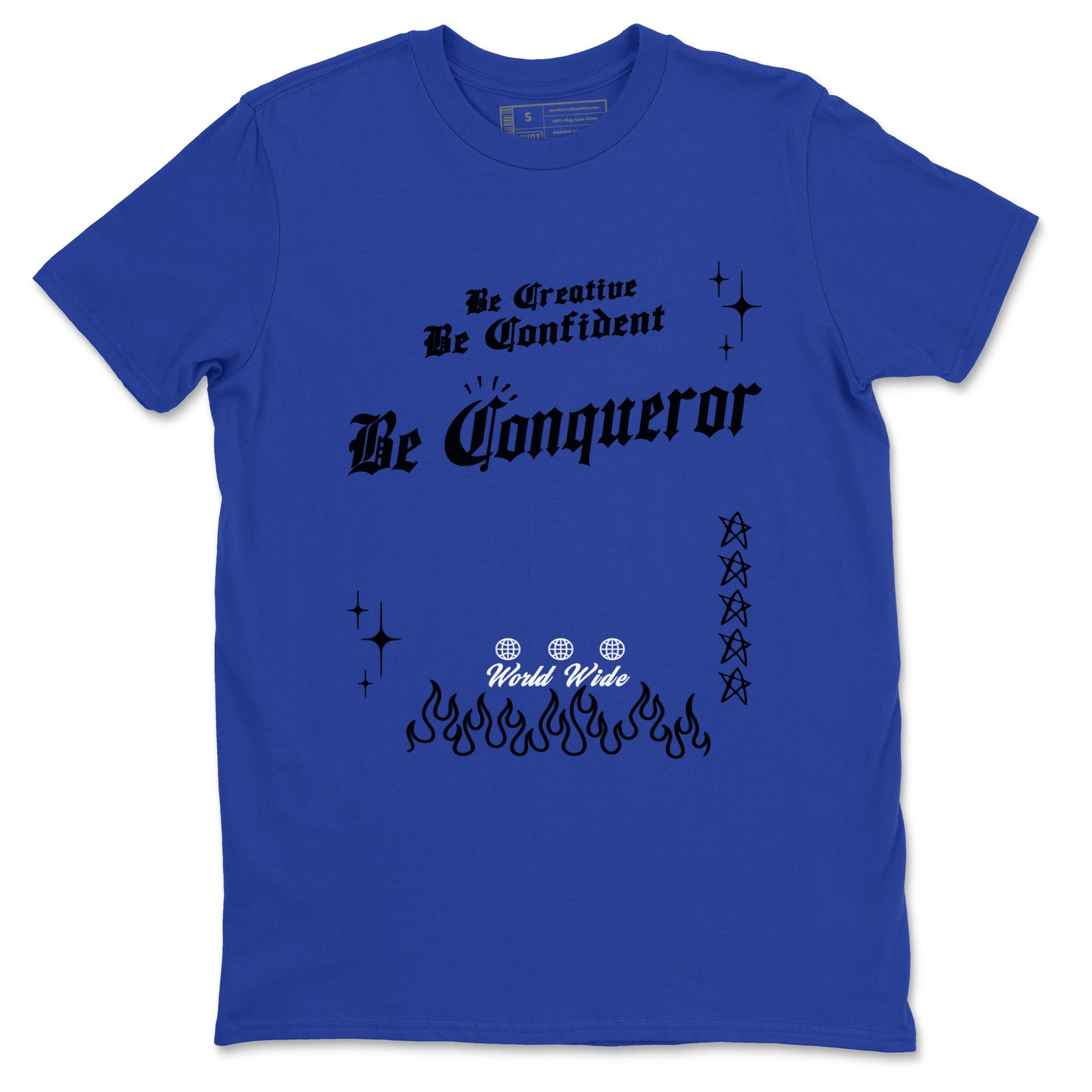 Foams One Royal shirts to match jordans Be Conqueror sneaker match tees Air Foamposite One Royal match shoes to clothes SNRT Sneaker Tees unisex cotton Royal Blue 2 shirts