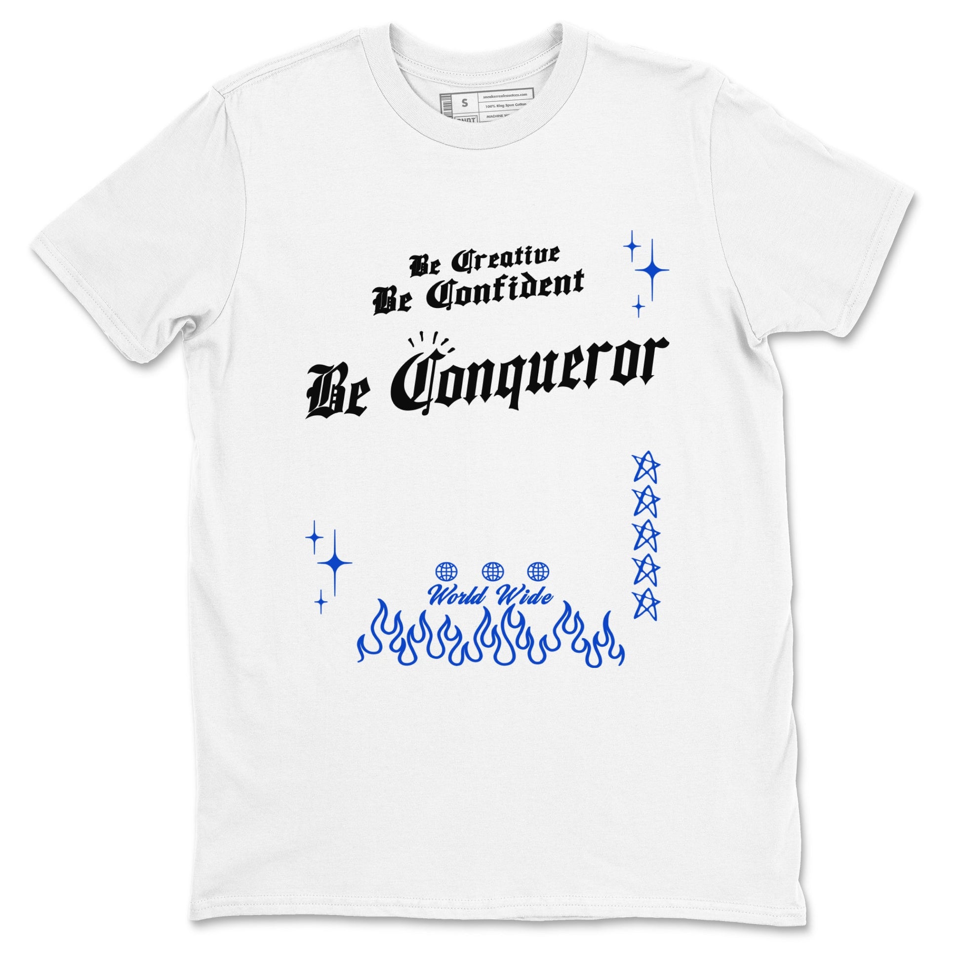 Foams One Royal shirts to match jordans Be Conqueror sneaker match tees Air Foamposite One Royal match shoes to clothes SNRT Sneaker Tees unisex cotton White 2 shirts