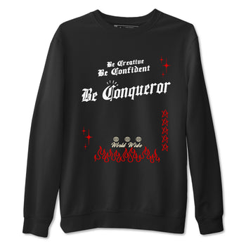 1s Black Toe Reimagined shirts to match jordans Be Conqueror sneaker match tees Air Jordan 1 Black Toe Reimagined match shoes to clothes SNRT Sneaker Tees unisex cotton Black 2 shirts