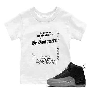 12s Black Wolf Grey shirts to match jordans Be Conqueror sneaker match tees 12s Barons match shoes to clothes SNRT Sneaker Tees Youth Baby White 1 tee