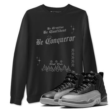 12s Black Wolf Grey shirts to match jordans Be Conqueror sneaker match tees 12s Barons match shoes to clothes SNRT Sneaker Tees unisex cotton Black 1 shirts
