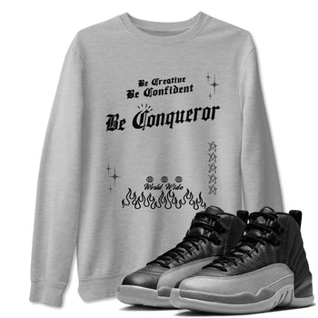 12s Black Wolf Grey shirts to match jordans Be Conqueror sneaker match tees 12s Barons match shoes to clothes SNRT Sneaker Tees unisex cotton Heather Grey 1 shirts