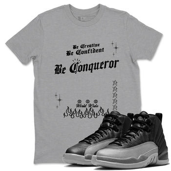 12s Black Wolf Grey shirts to match jordans Be Conqueror sneaker match tees 12s Barons match shoes to clothes SNRT Sneaker Tees unisex cotton Heather Grey 1 shirts