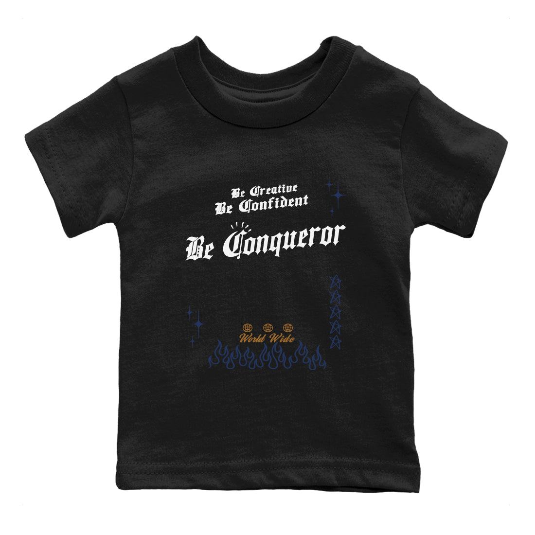 13s Midnight Navy shirts to match jordans Be Conqueror sneaker match tees Air Jordan 13 Midnight Navy match shoes to clothes SNRT Sneaker Tees Youth Baby Black 2 tee