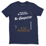 13s Midnight Navy shirts to match jordans Be Conqueror sneaker match tees Air Jordan 13 Midnight Navy match shoes to clothes SNRT Sneaker Tees unisex cotton Navy 2 shirts