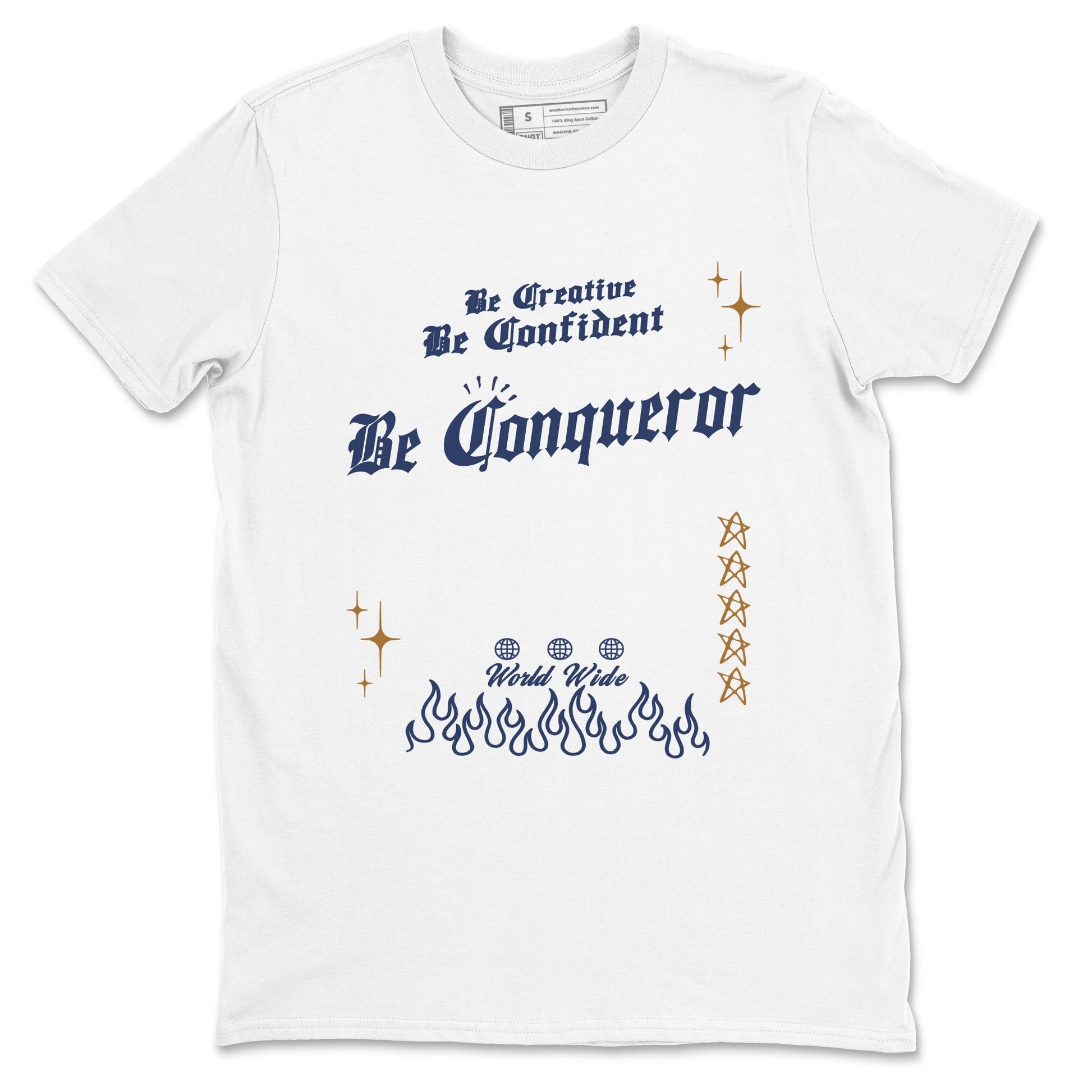 13s Midnight Navy shirts to match jordans Be Conqueror sneaker match tees Air Jordan 13 Midnight Navy match shoes to clothes SNRT Sneaker Tees unisex cotton White 2 shirts