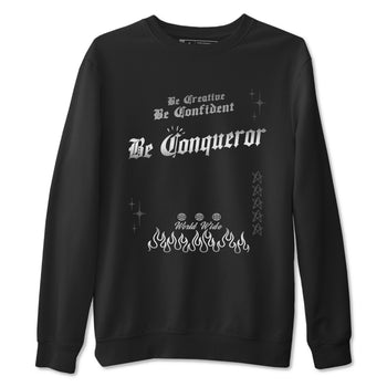 4s Black Cat shirts to match jordans Be Conqueror sneaker match tees Air Jordan 4 Black Cat match shoes to clothes SNRT Sneaker Tees unisex cotton Black 2 shirts