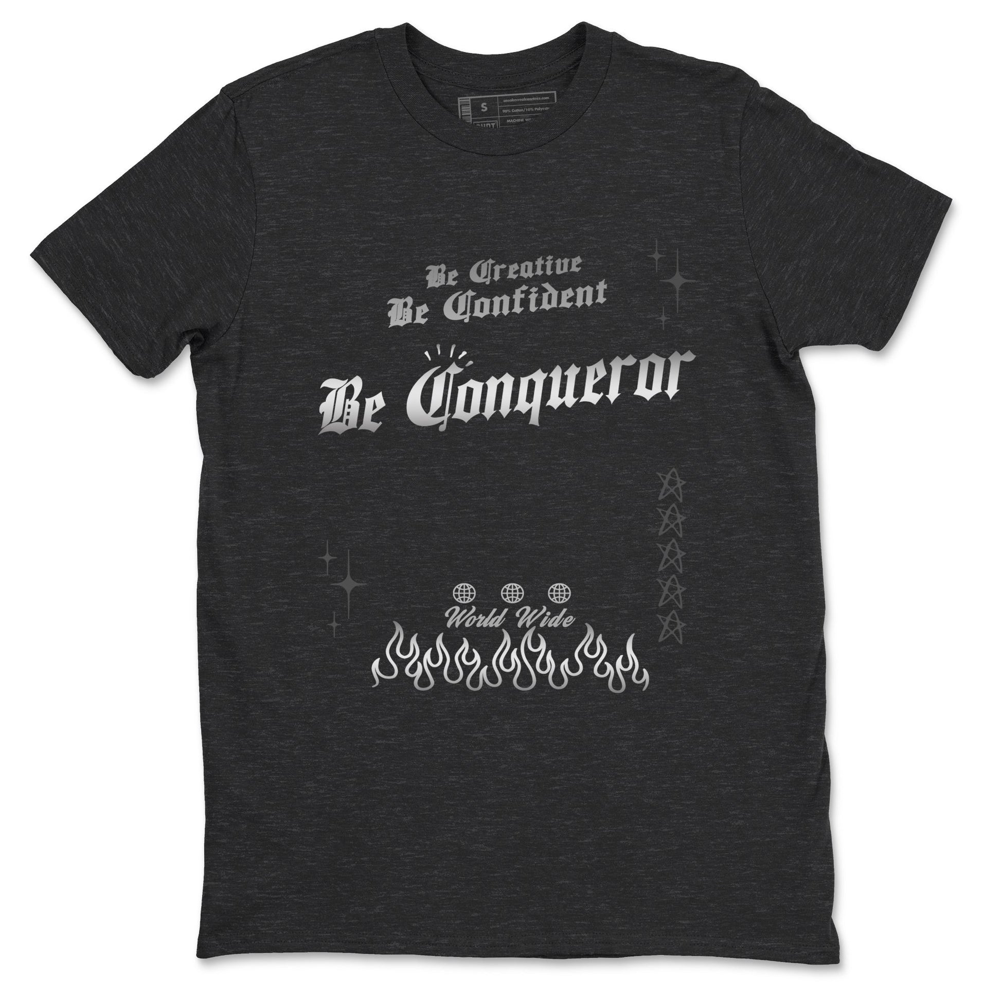 4s Black Cat shirts to match jordans Be Conqueror sneaker match tees Air Jordan 4 Black Cat match shoes to clothes SNRT Sneaker Tees unisex cotton Charcoal Heather 2 shirts