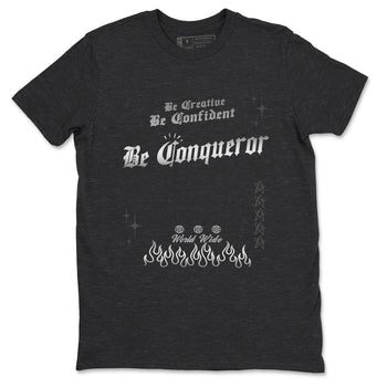 4s Black Cat shirts to match jordans Be Conqueror sneaker match tees Air Jordan 4 Black Cat match shoes to clothes SNRT Sneaker Tees unisex cotton Charcoal Heather 2 shirts
