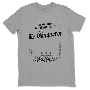 4s Black Cat shirts to match jordans Be Conqueror sneaker match tees Air Jordan 4 Black Cat match shoes to clothes SNRT Sneaker Tees unisex cotton Heather Grey 2 shirts