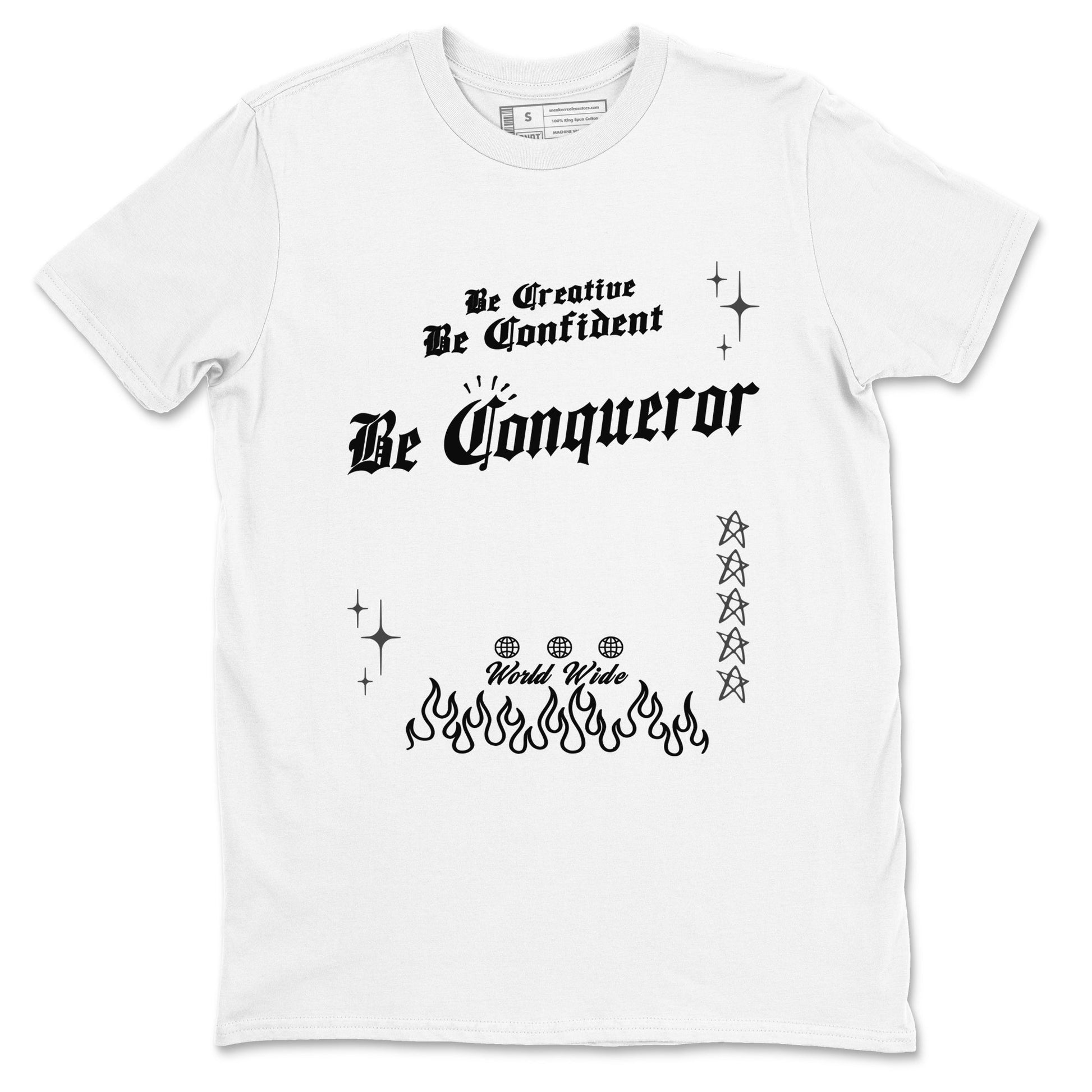 4s Black Cat shirts to match jordans Be Conqueror sneaker match tees Air Jordan 4 Black Cat match shoes to clothes SNRT Sneaker Tees unisex cotton White 2 shirts