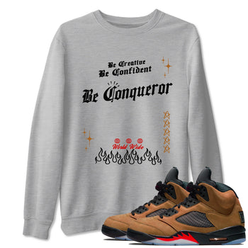 5s Archaeo Brown shirts to match jordans Be Conqueror sneaker match tees Air Jordan 5 Archaeo Brown match shoes to clothes SNRT Sneaker Tees unisex cotton Heather Grey 1 shirts