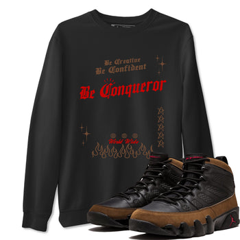 9s Olive shirts to match jordans Be Conqueror sneaker match tees Air Jordan 9 Olive match shoes to clothes SNRT Sneaker Tees unisex cotton Black 1 shirts