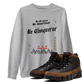 9s Olive shirts to match jordans Be Conqueror sneaker match tees Air Jordan 9 Olive match shoes to clothes SNRT Sneaker Tees unisex cotton Heather Grey 1 shirts