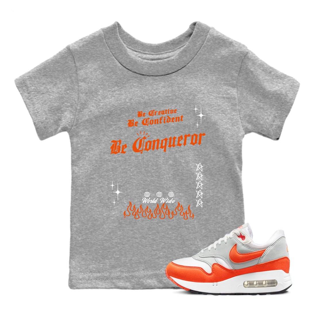 Air Max 1 OG '86 'Summit White and Cosmic Clay shirts to match jordans Be Conqueror sneaker match tees Air Max 1 Cosmic Clay match shoes to clothes SNRT Sneaker Tees Youth Baby Heather Grey 1 tee